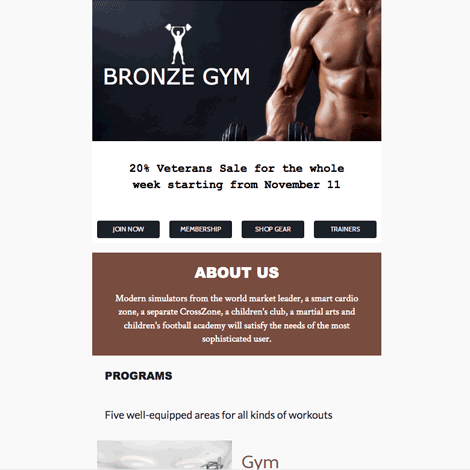 Veterans Day Gym Sale